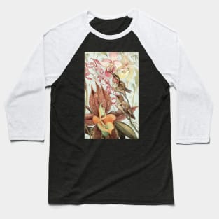 Hummingbirds and Tropical Orchid Flowers Baseball T-Shirt